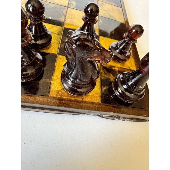 Handmade Chess Set Epoxy Resin Black Gold Has Issues - Picture 4 of 12